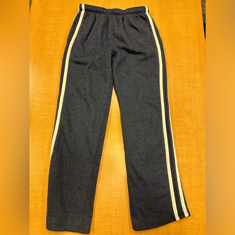 Gray Sweatpants with White Stripes